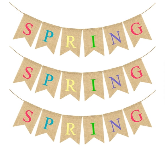 Raindrops Spring Party Banner Linen Bunting with Vibrant Multi Colors for Decoration