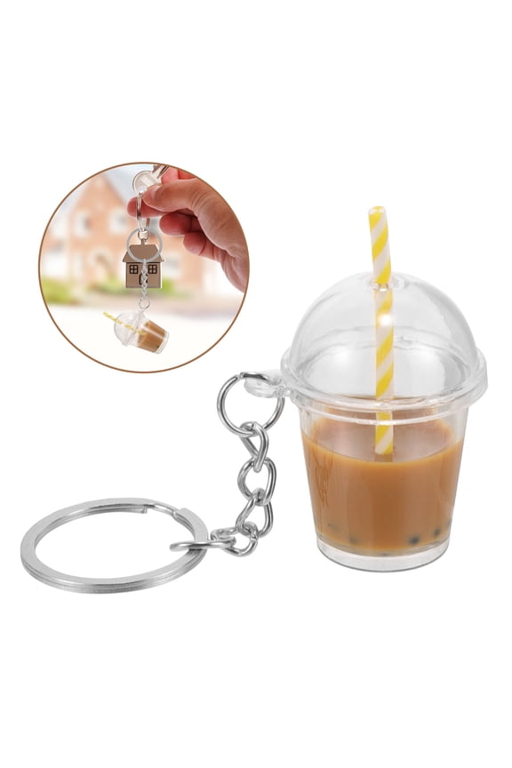Kawaii Milk Tea Keychain Acrylic Key Ring 1Set for Couples