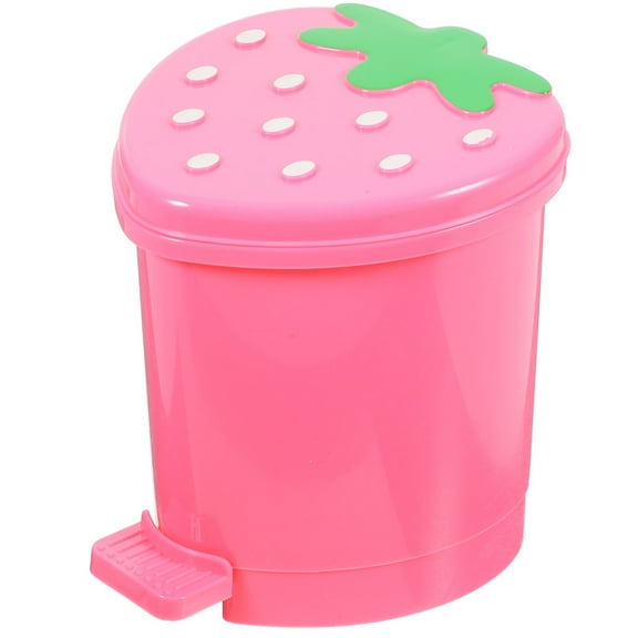 Raindrops General Users Pink PP 1Pcs Mini Strawberry Trash Bin For Home Use