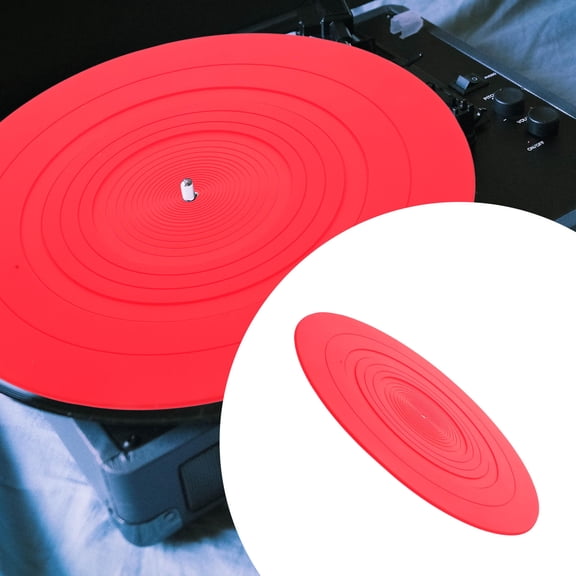 Raindrops Turntable Platter Mats Dj Turntable Accessories Silicone Red 1Set 11.6x11.6x0.1in