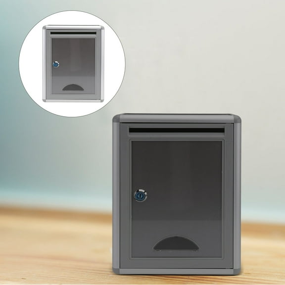 USHOBE Voting Box Silver Grey Wall Mounted Suggestion Collection 1Pack 11.2X8.5X4.1in