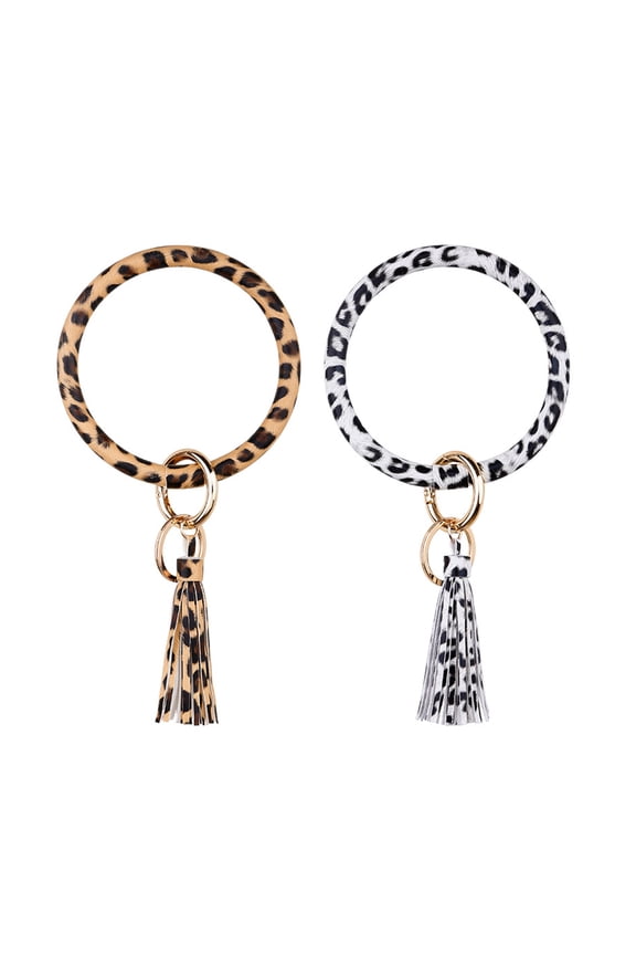 Key Holder Bag Car Bangle Keychain with Leopard Print Miss