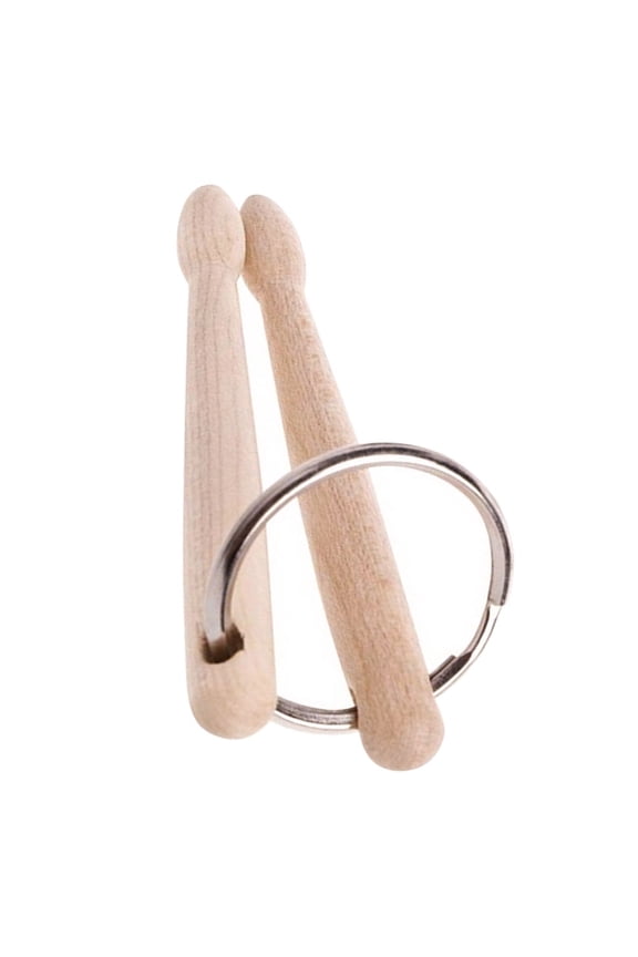 Creative Drum Stick Key Ring Pendant with Wood and Zinc Alloy Material for Everyday Decor