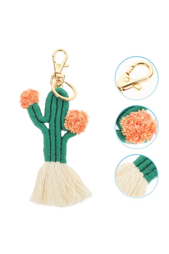 Keychain Bag DIY Pendant Handwoven Cactus Keychain Bag Hanging Pendant