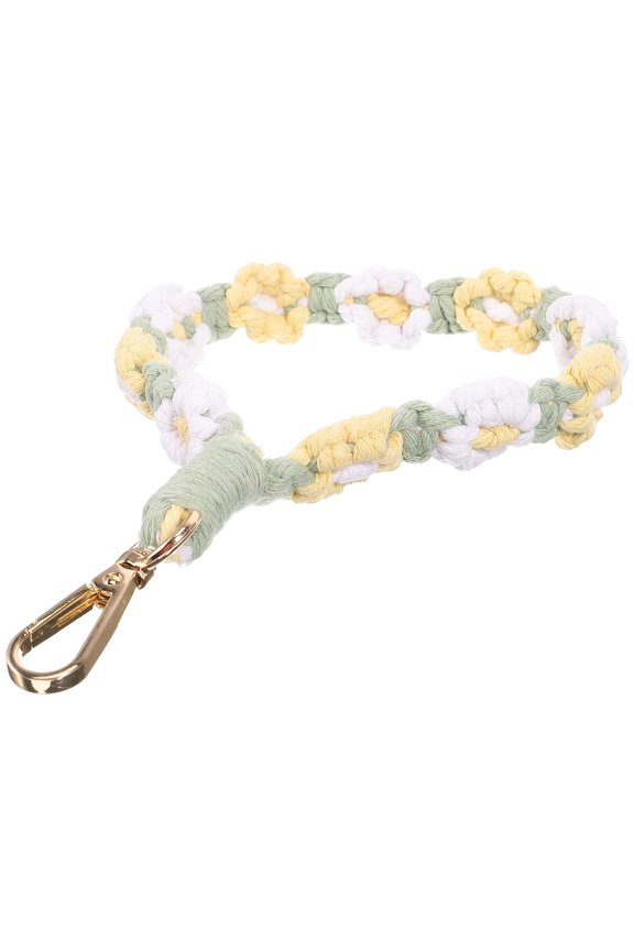Backpack Key Pendant Woven Daisy Flower Keychain Cotton Thread 1Pack