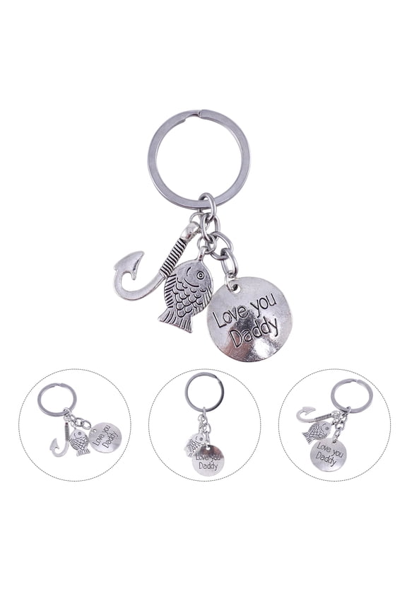 Keychain Fishing Decor Decoration Gift Dad Father Silver