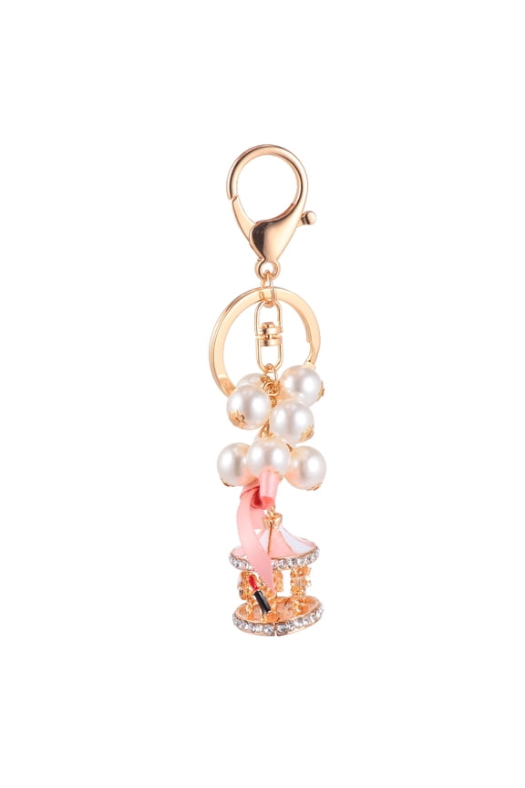 Merry-Go-Round Keychain Pink for Bag Decoration Metal Plastic