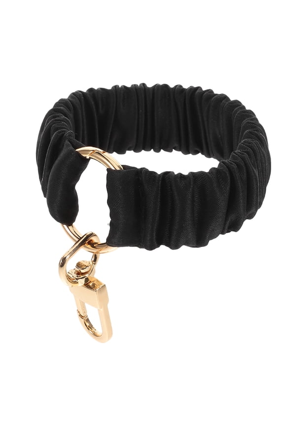 Black Wristlet Keychain with Imitation Silk, Stylish Everyday Accessory, Key Holder, 1 Piece