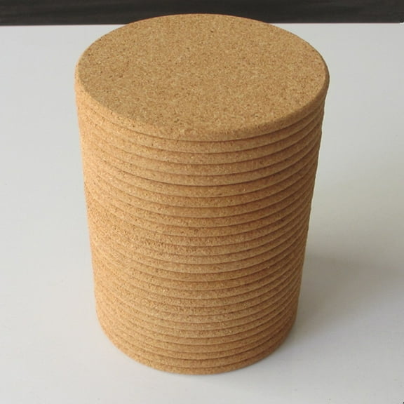 Raindrops Khaki Cork Coasters for Holding Cups with Nonslip Surface and Waterproof Protection Round Design 6 Pieces