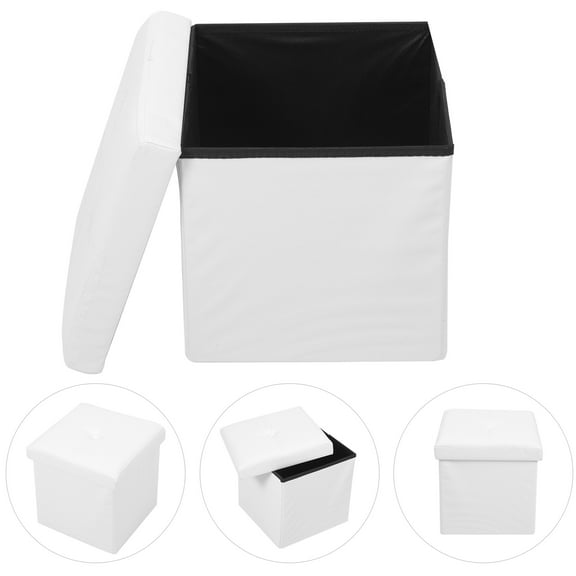 Raindrops Kids Folding Lidded Storage Box Cube Linen Basket Organizer for Toys Clothes Books 27L (White)