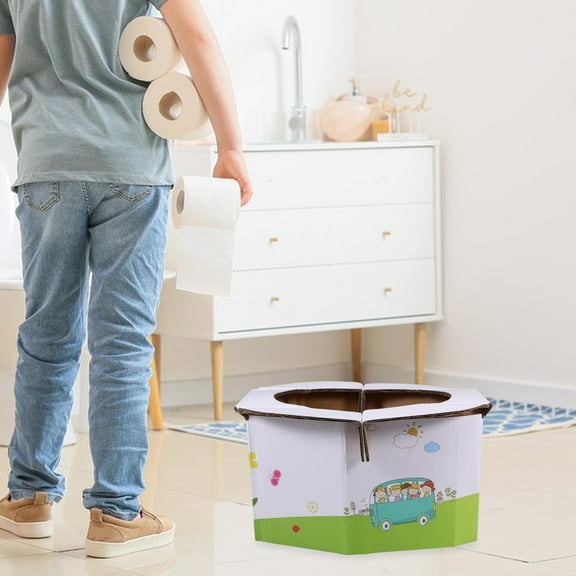 Raindrops Kids Folding Potty Seat Potty Toilet with Trash Bags for Travel Car Camping
