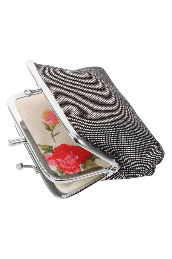 Kiss Lock Coin Purse Grey Fake 1Pcs Secure Closure for Women with Vintage Design