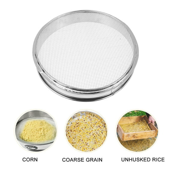Raindrops Kitchen Strainers Stainless Steel Handheld Cereal Sifter Silver 1Pcs 12.6x12.6x2.4in