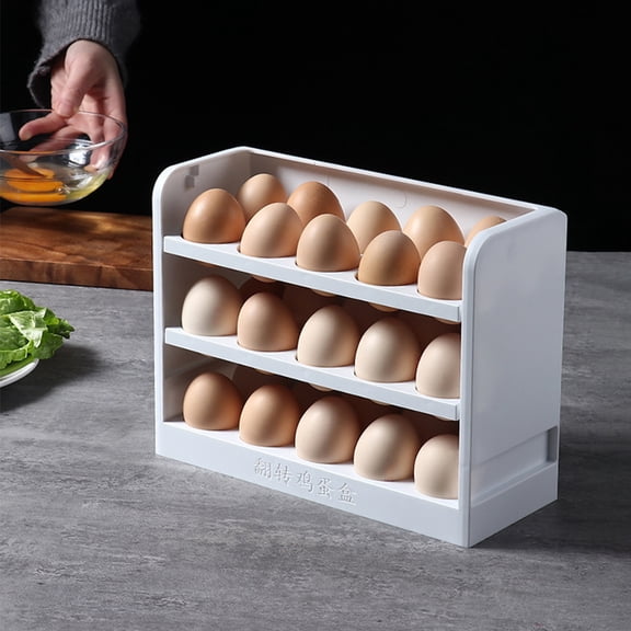 Raindrops Kitchen Egg Organizer Household Storage Rack Stand for Fridge Holder White