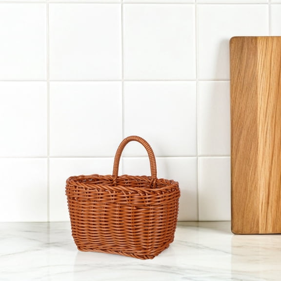 Raindrops Portable Brown Hanging Basket for Kitchen Storage and Wall Decoration