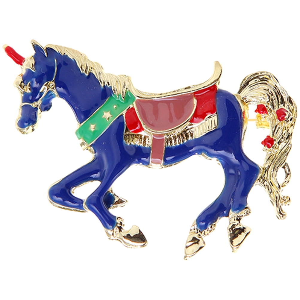 Vintage ORENA Paris Goldtone Horse Pin w/ Big Faux Pearl