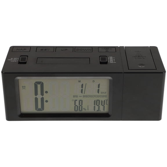 Raindrops Projector Alarm Clock Black Plastic Unique Projection Feature for Table