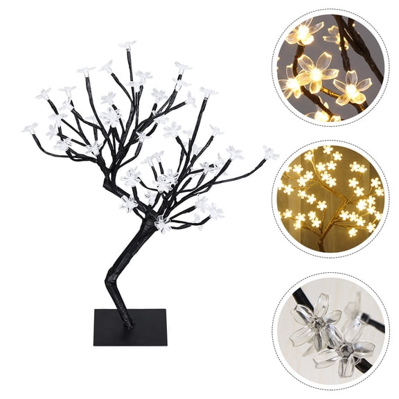 Raindrops Cherry Blossom Bonsai Tree LED Lamp USB Powered Indoor Decorative Light Black