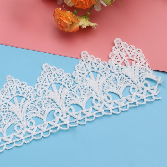 Raindrops Wide Lace Fabric Ribbon Vintage White Silk Lace Trim for Home Decor and Craft Projects 1 Set