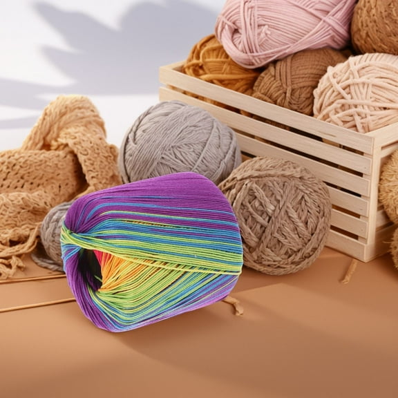Raindrops Lace Thread Cotton Chunky Crochet Yarn Rainbow Gradient Baby
