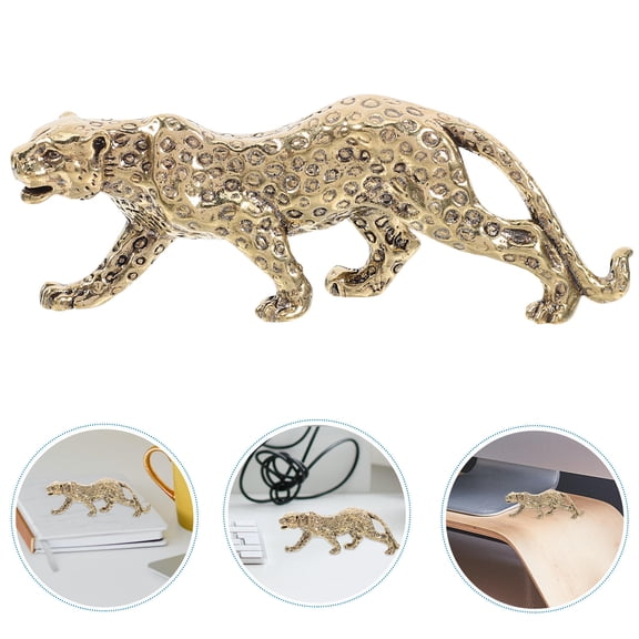 Raindrops Leopard Figurine in Golden Brass - Elegant Desktop Decoration, Perfect , 1 Piece