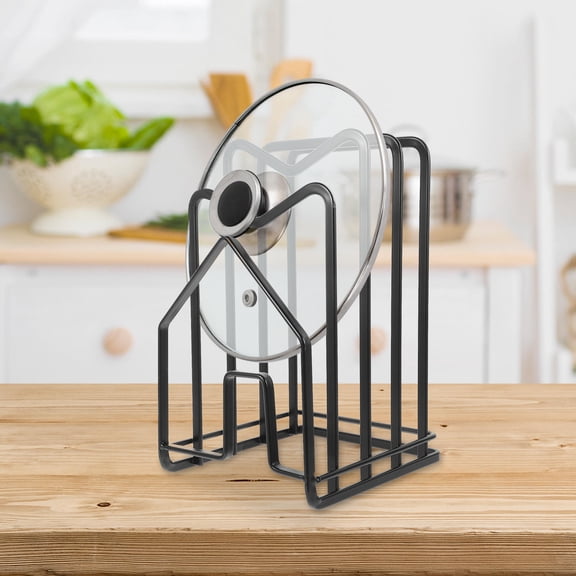 Raindrops Black Lid Rack and Cooking Pot Holder Organizer for Pots and Pans Multifunctional Kitchen Storage Solution