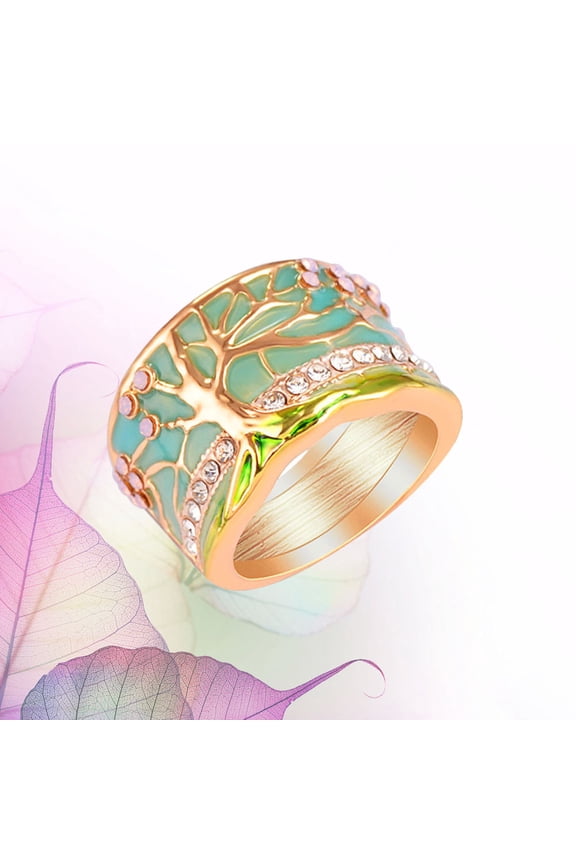 Life Tree Jewelry Rings Golden Color Stylish Chic Decoration Accessory