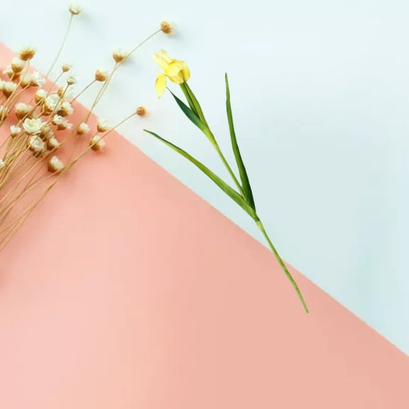 Raindrops Lifelike Artificial Iris Flower in Yellow for Wedding Decoration with Flexible Stem and UV Resistant 1 Pc PU 7.87 Inches