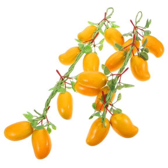 Raindrops 2-Pack Artificial Mango Fruit Hanging Decor, Yellow Plastic Faux Fruit for Kitchen, Farmhouse, Home & Indoor Decoration