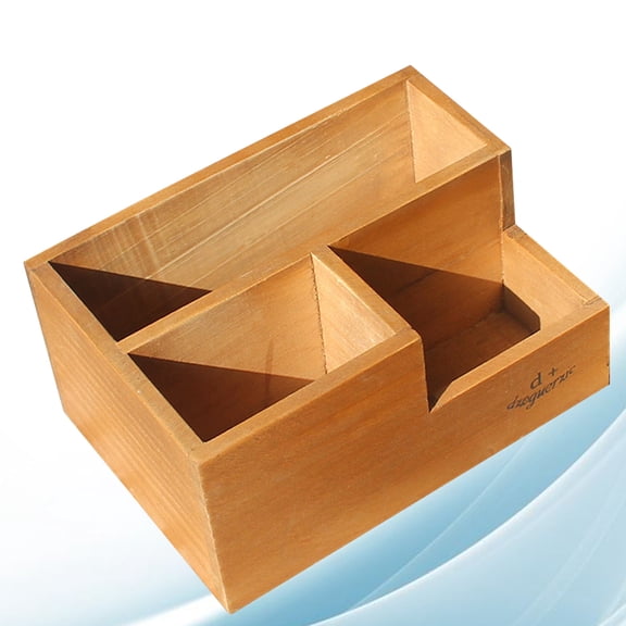 Raindrops Light Brown 3 Grids Wooden Storage Box for Herbs and Succulents Planter Organizer