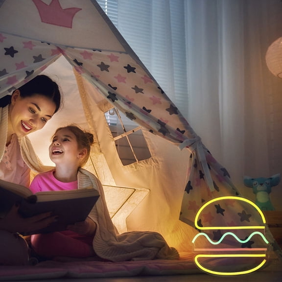 Raindrops  Light Burger USB Neon Sign Hamburg Modeling Lamp Shaped