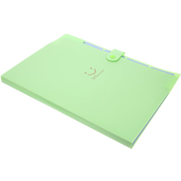 Raindrops Light Green Accordion File Folder with Snap Closure, 5 Pockets, Plastic for Home Office School Use