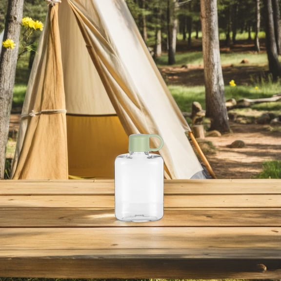 Raindrops Light Green Lightweight Plastic Travel Flat Water Bottle with Handle Leakproof Design