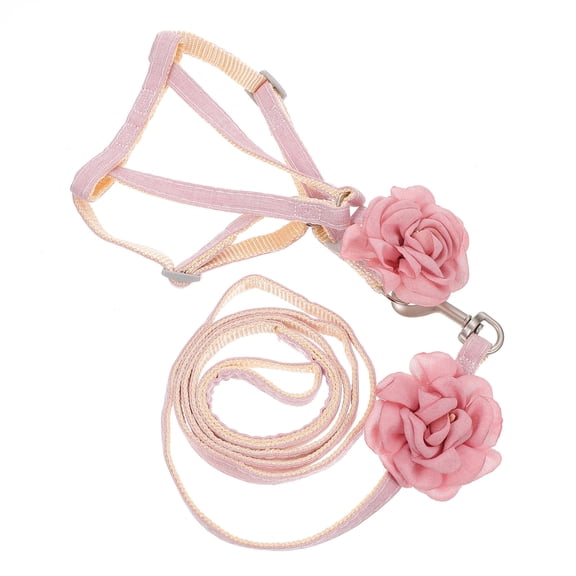 Raindrops Traction Rope for Pet with Soft Cat Harness Pink 1Pcs