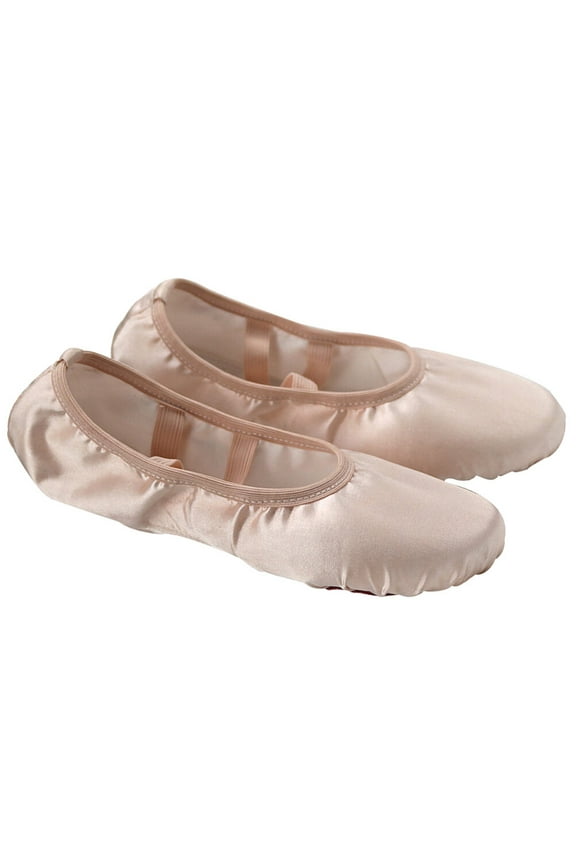 Beige Sole Ballet Shoes Stretch Satin Ballet Flats for Professional and Beginner