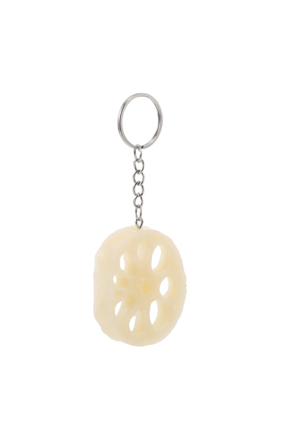 Realistic Vegetable Lotus Root Keychain for Decor Sturdy PVC Material Beige Color Portable 1.5 x 1 Inch