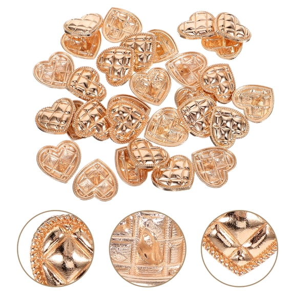 USHOBE 1Set Golden Heart Shape Clothes Button for Sweaters Overcoats and Shirts DIY