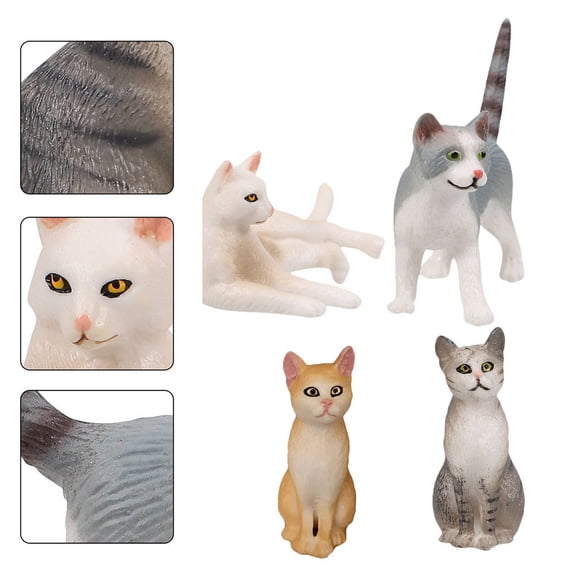 SHOWERORO Cat Figurine Assorted Color 4Pcs 2.9x1.0x1.8in