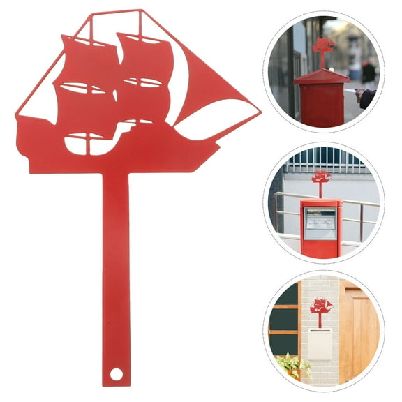 Raindrops Post Box Decoration Mailbox Topper Flag Red Iron 1Set