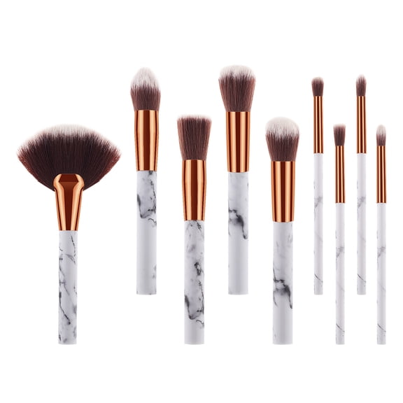 Raindrops Makeup Brush Set with Nylon Bristles for Daily and Professional Use 9pcs Marbling Kit Multi Color