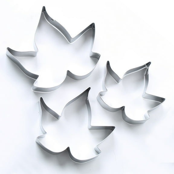 Raindrops Maple Leaf Cookie Cutter Set for Baking Cookies Made of Stainless Steel Silver Color