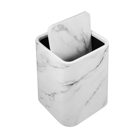 Raindrops Hemoton Marble Trash Can 1 Set for Kitchen Plastic Office Farmhouse Bathroom Outdoor Waste Container Garbage Can