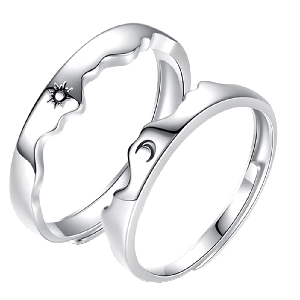 Raindrops Matching Couple Rings Set Adjustable Open Band Style In ...