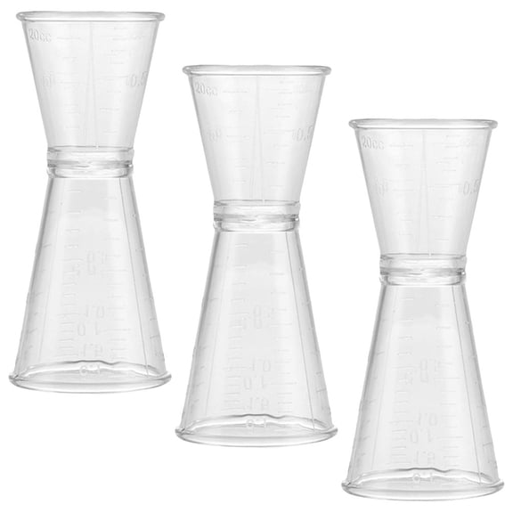 Raindrops Clear Plastic Cocktail Jigger Set, 3-Piece Bar Measuring Tool for Accurate Drink Mixing and Bartending