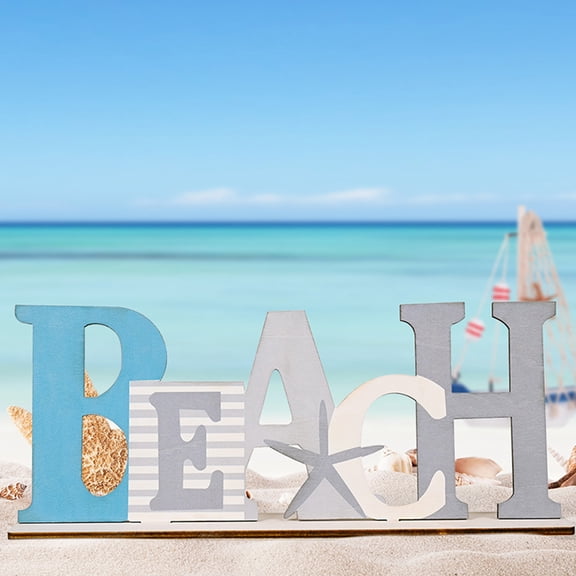 SHOWERORO Nautical Theme Decor Assorted Color Wooden Letters 1 Set 11.8x7.1in