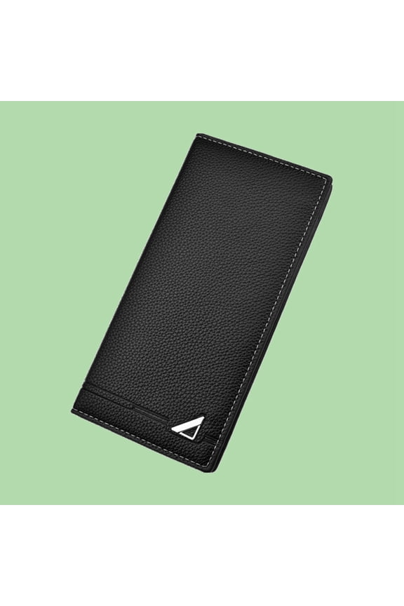 Mens Black Trifold Wallet, Material, Compact Purse for Everyday Use and Travel Convenience