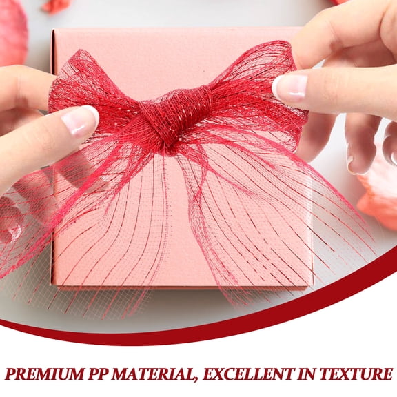 LABRIMP Dark Red Decorative Mesh Ribbon Roll, 360 x 10.24 x 0.04 Inches, PP Material for Crafts and Wrapping
