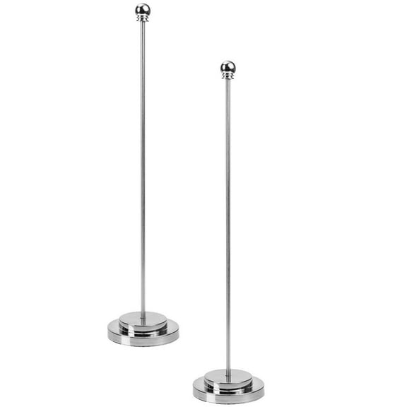 Raindrops Metal Flag Pole 2Pcs Silver Straight Rod for Desktop Design Parties Festivals 12.9x2.7x2.7in