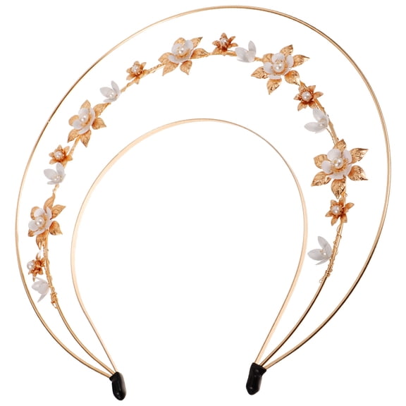 Raindrops Metal Flower Crown Headpiece with Decoration Golden Color for Cosplay Party