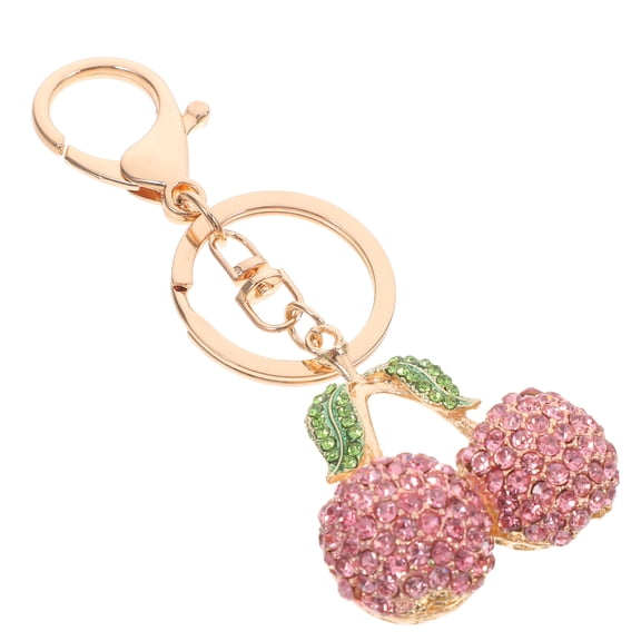 Raindrops Metal Keyring Cherry Pendant Charm Phone Wrist Strap Dad Pink